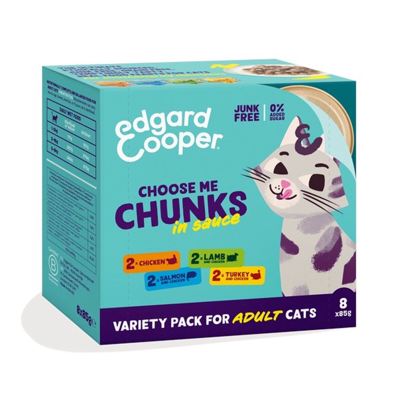 Edgard &amp; Cooper Cat Multipack Chunks Chicken/Salmon/Turkey/Lamb 680g