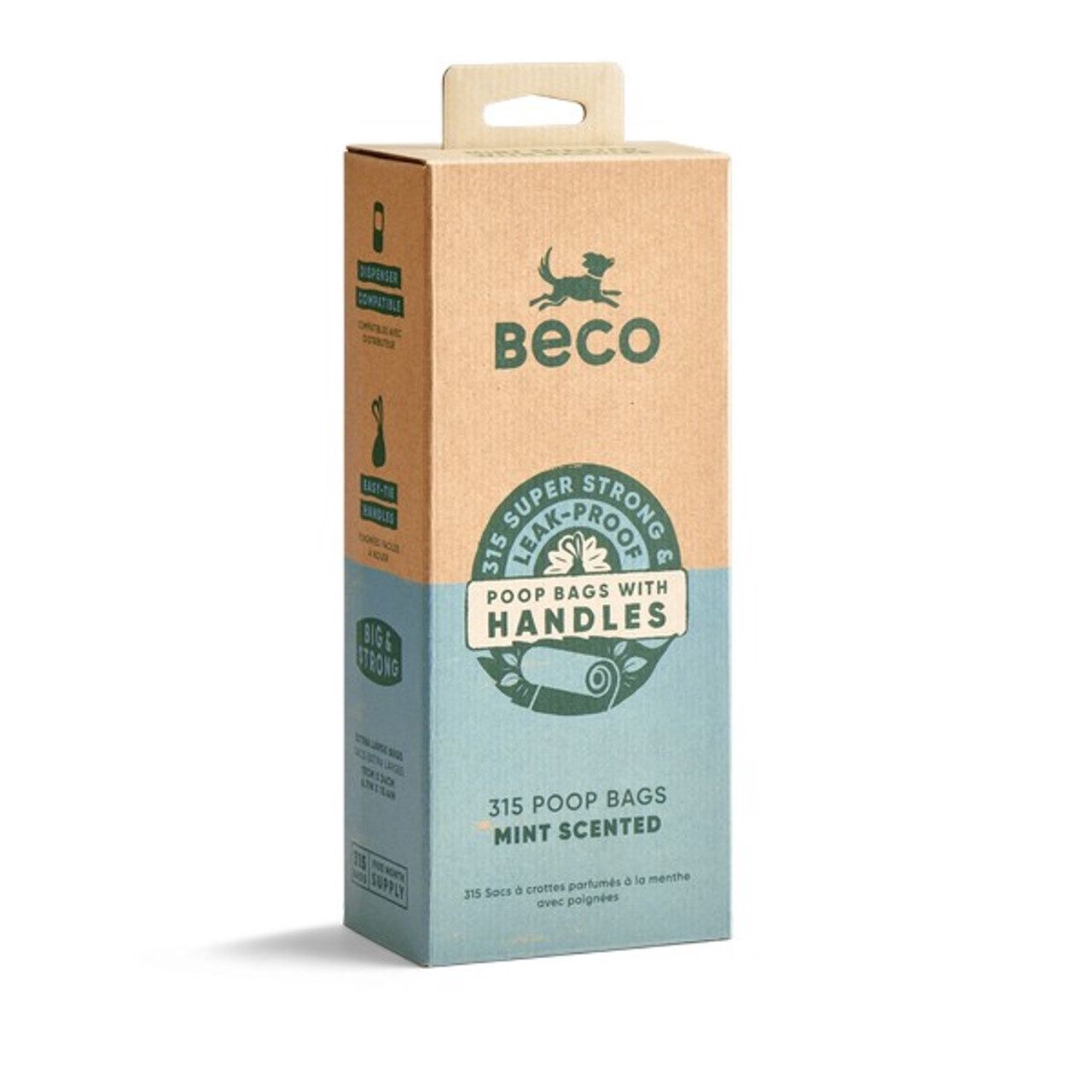Beco Large Poop Bags with Handles Mint Scented 315 Pack