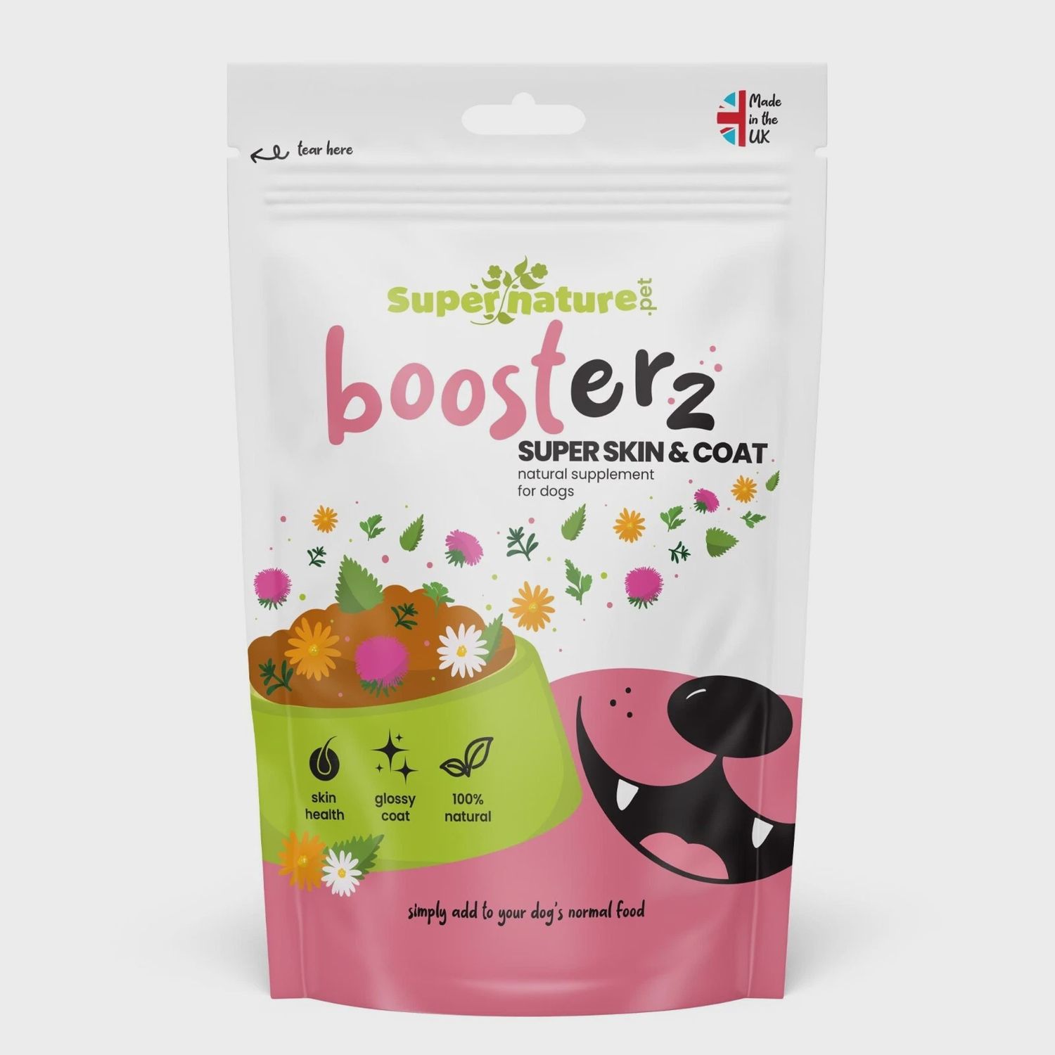 Supernature Boosterz Super Skin &amp; Coat Natural Supplement for Dogs 125g