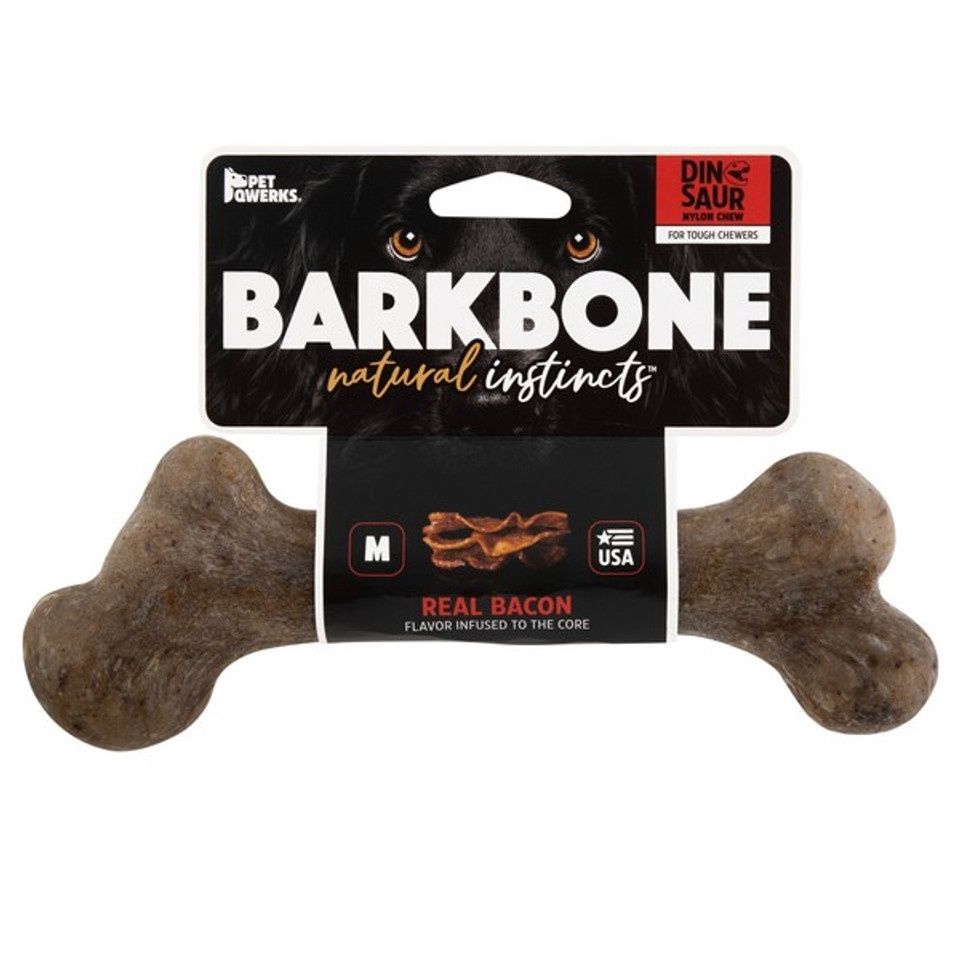Pet Querks Dino Bark Bone Bacon Medium