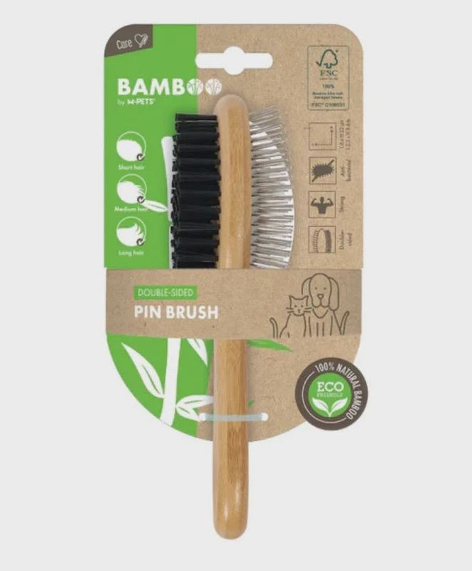 M-PETS Bamboo Double-Sided Pin Brush