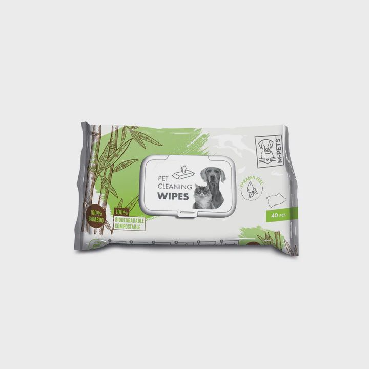 M-PETS Pet Cleaning Wipes 100% Bamboo 15 X 20 Cm - 40 Pcs