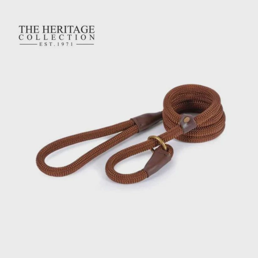 Heritage Deluxe Rope Slip Lead Brown 1.5m x 12mm
