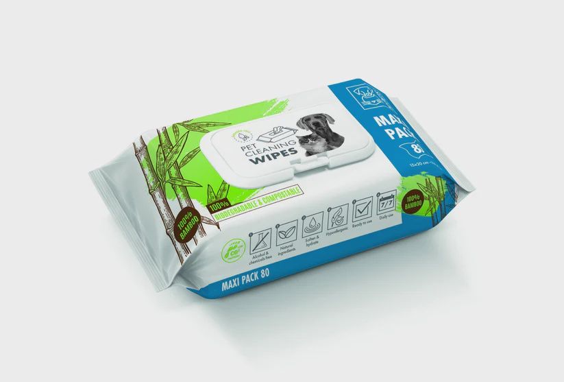 Pet Cleaning Wipes Bamboo - Maxi Pack 20 X 15 Cm - 80 Pet Cleaning Wipes Bamboo - Maxi Pack 20 X 15 Cm - 80