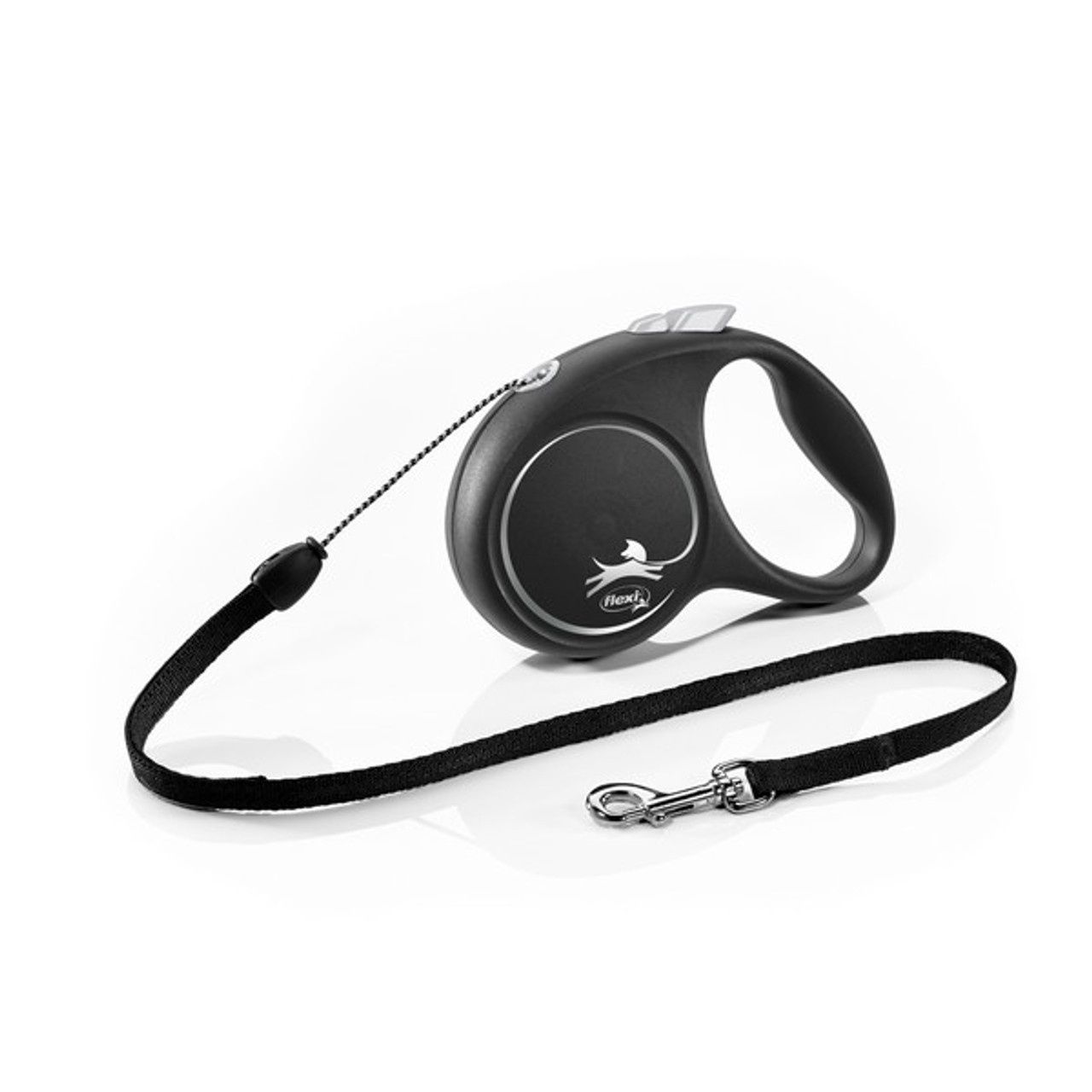 Flexi Black Design Retractable Lead, Colour: Black, Material: Cord, Size: S