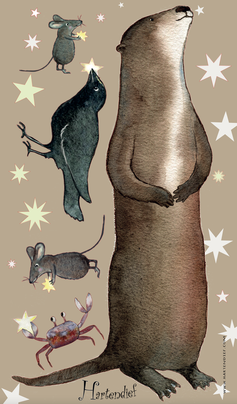 Otter and friends wall decal