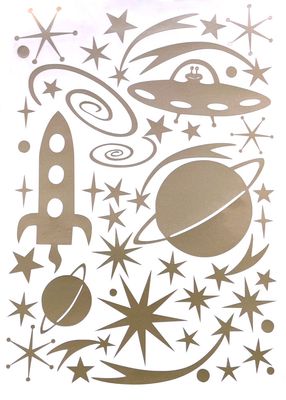 Planet and Stars space stickers