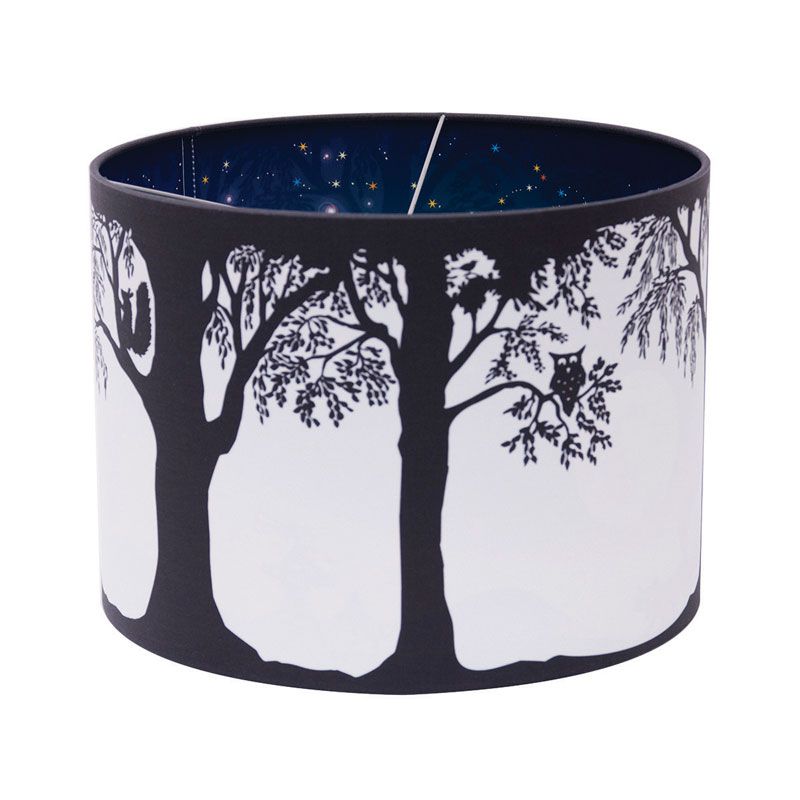 Vollmond Pendellampe fur Kinderzimmer &amp; Babyzimmer mit Mond, Sternenhimmel und Tieren in die Nacht wenn die Lampe an geht 