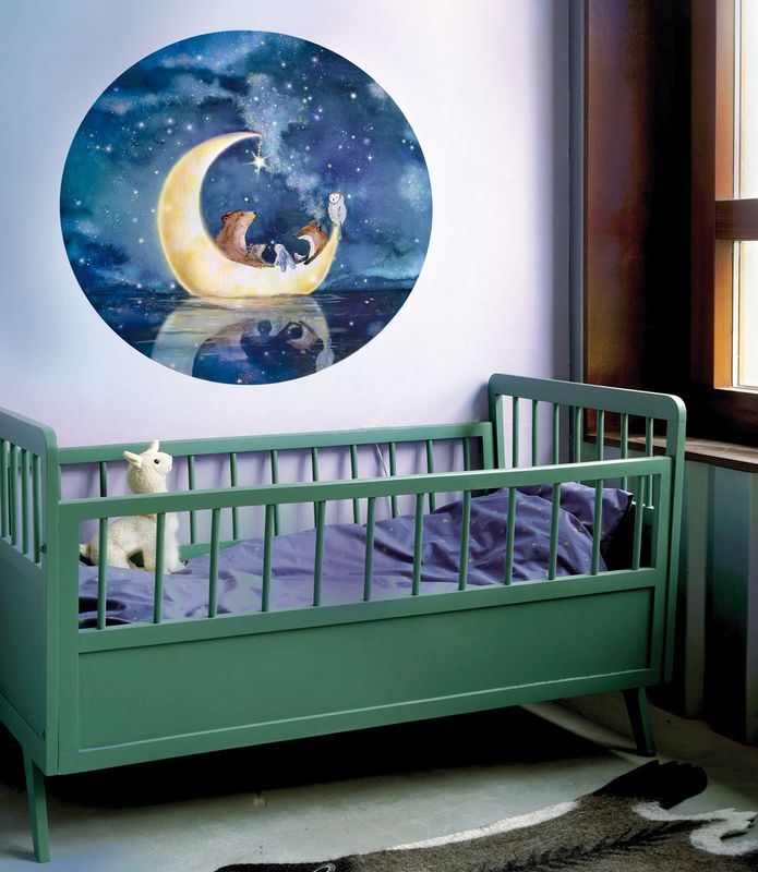 Segeln im Mond Mini Wandtattoo Sticker