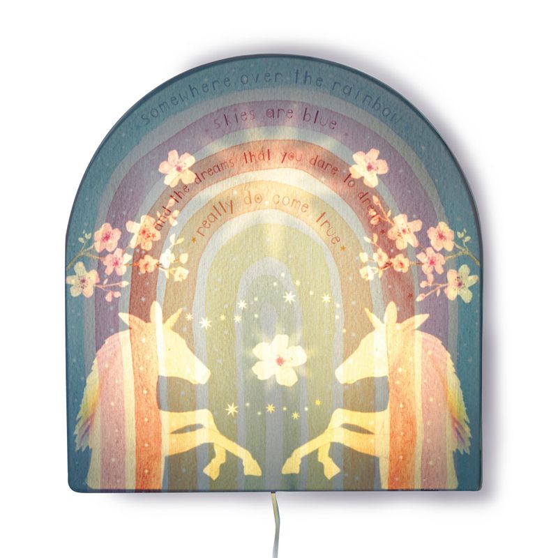 Rainbow wall lamp, children’s lamp with unicorns by Hartendief, magical nursery lighting Somewhere over the Rainbow lyrics