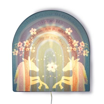 Regenboog wandlamp Hartendief – kinderlamp met magisch effect: eenhoorns verschijnen als het licht aan gaat-mooi nachtlampje