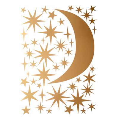 Aufkleber Sterne und Mond Gold Wandtattoo