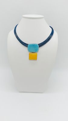 Collier mit Bernstein und Larimar