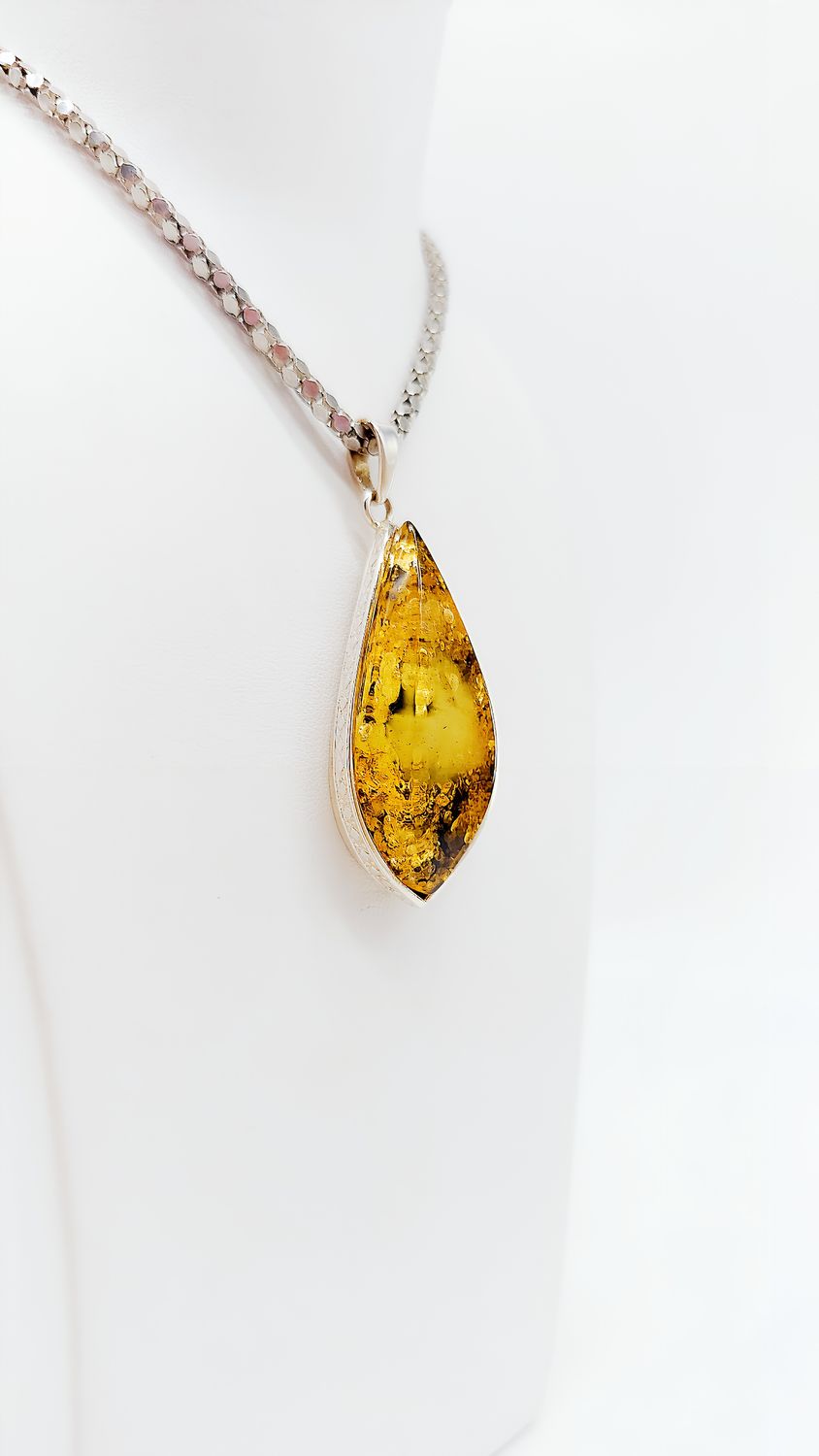 Naturbernstein Kette mit Silberfassung stilvoll &amp; edel