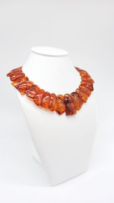 Statement-Collier mit Naturbernstein – 42 cm lang