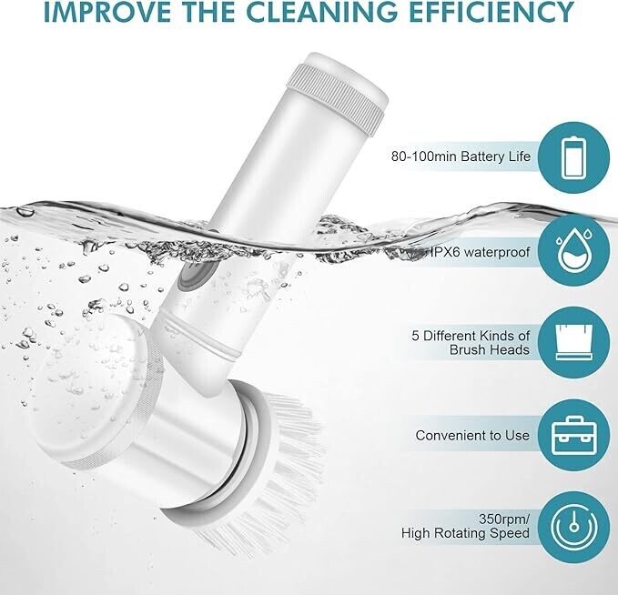 Electric Cleaning Brush Multifunctional Household Kitchen Bathroom Automatic Handheld Charging