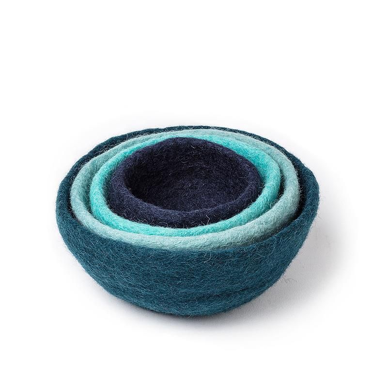 28-Nepal-05 Nesting Bowls, Colour: Blue