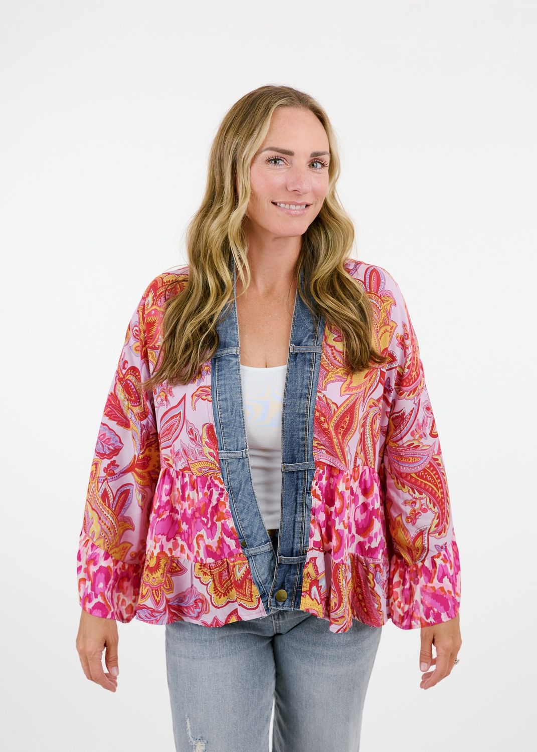 5474 Tiffany Cardigan, Colour: Pink Paisley