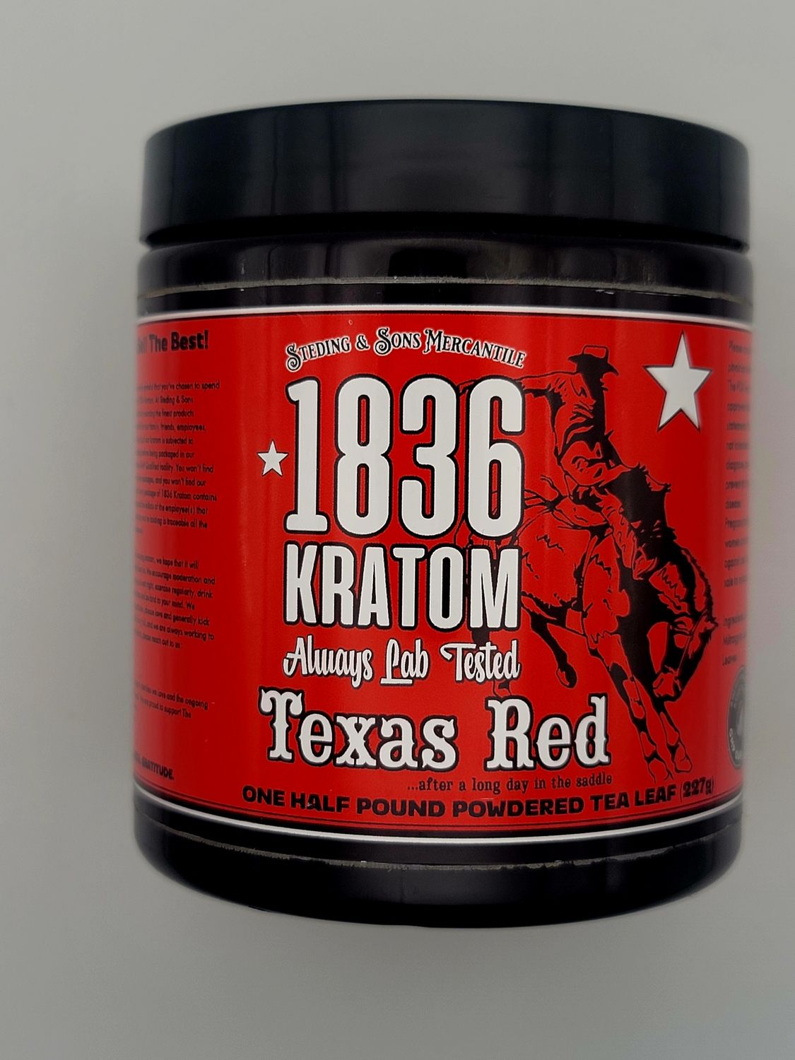 1836 1/2 pound powdered tea leaf, Effect: Texas Red