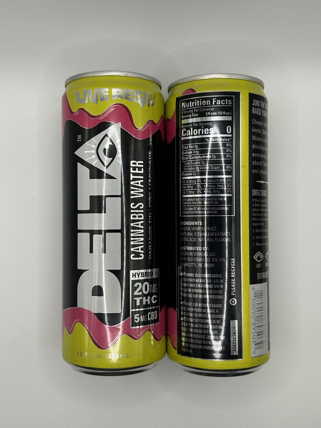 Delta Cannabis Water, Strain: Paradise OG/Pink Lemonade
