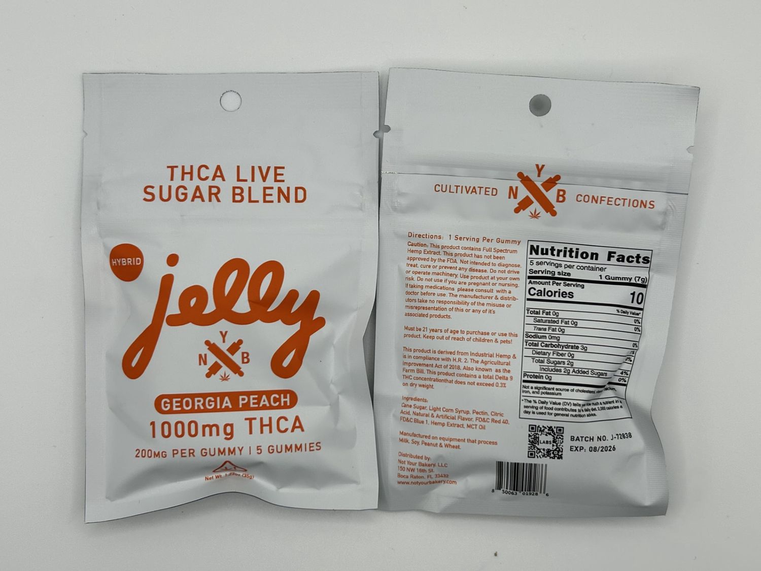 Jelly NYB A Live Sugar Gummies, Strain: Georgia Peach 5ct