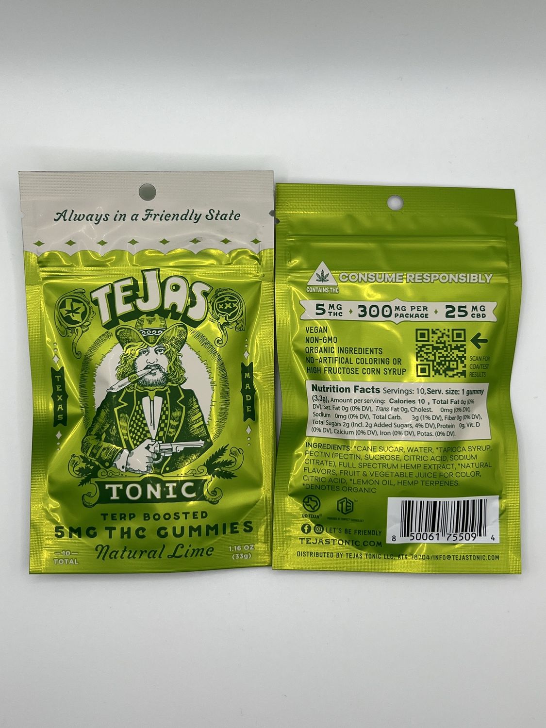 Tejas Tonic Gummies 5mg 10ct, Flavor: Lime