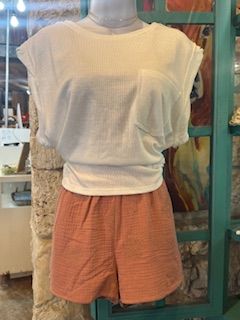Eyelet Embroidery Double Gauze Shorts