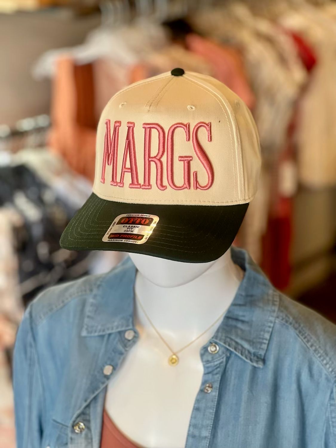MARGS puff emb hat grn/nat