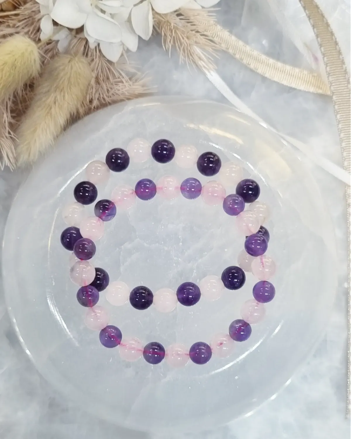Rose Quartz + Amethyst Bracelet | 8mm