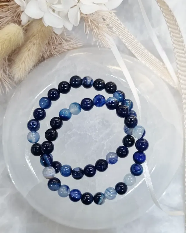 Dark Blue Agate Bracelet | 8mm