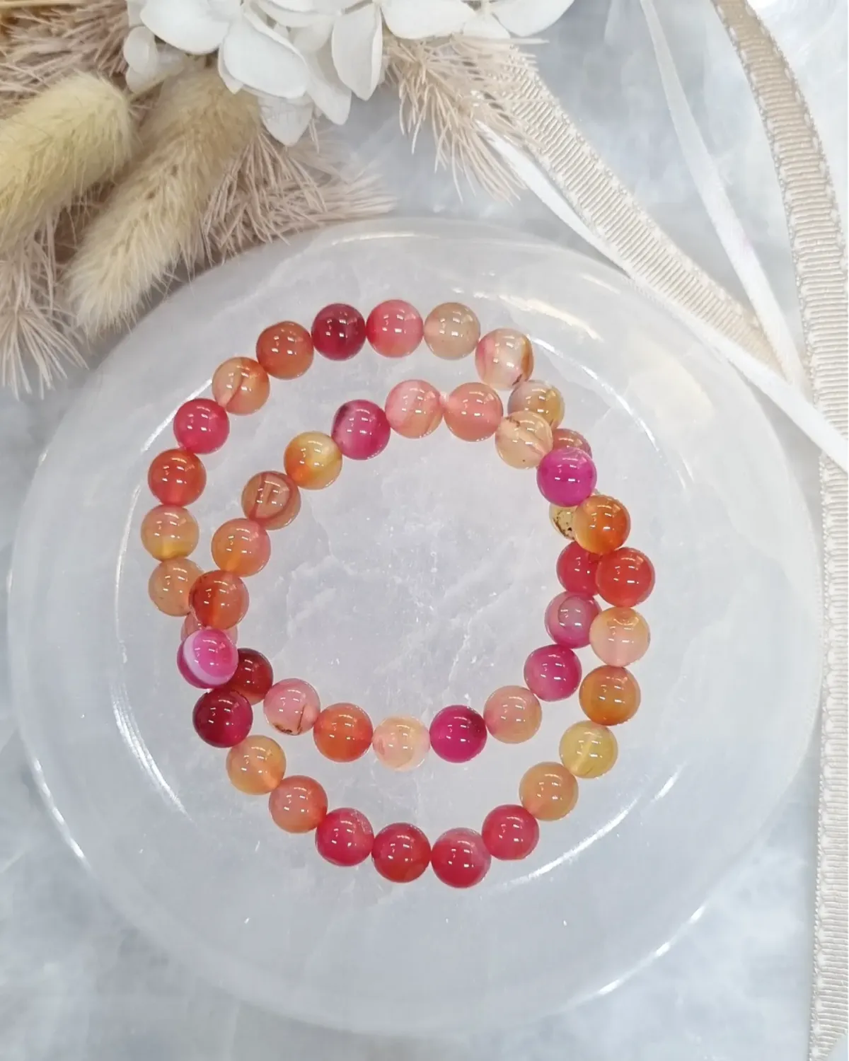 Pink /Orange Agate Bracelet | 8mm