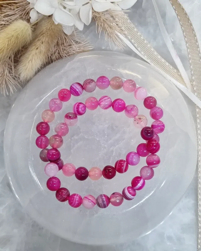 Pink Agate Bracelet | 8mm