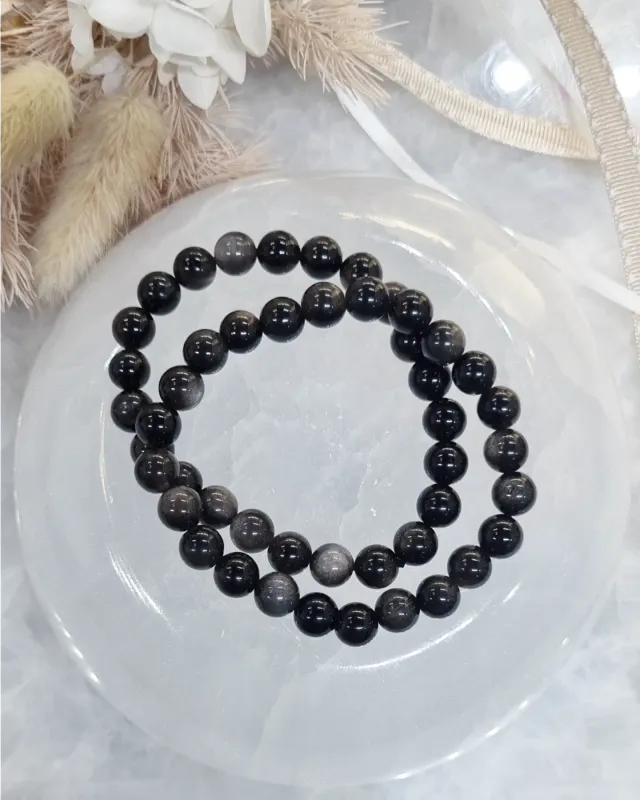 Silver Obsidian Bracelet | 8mm