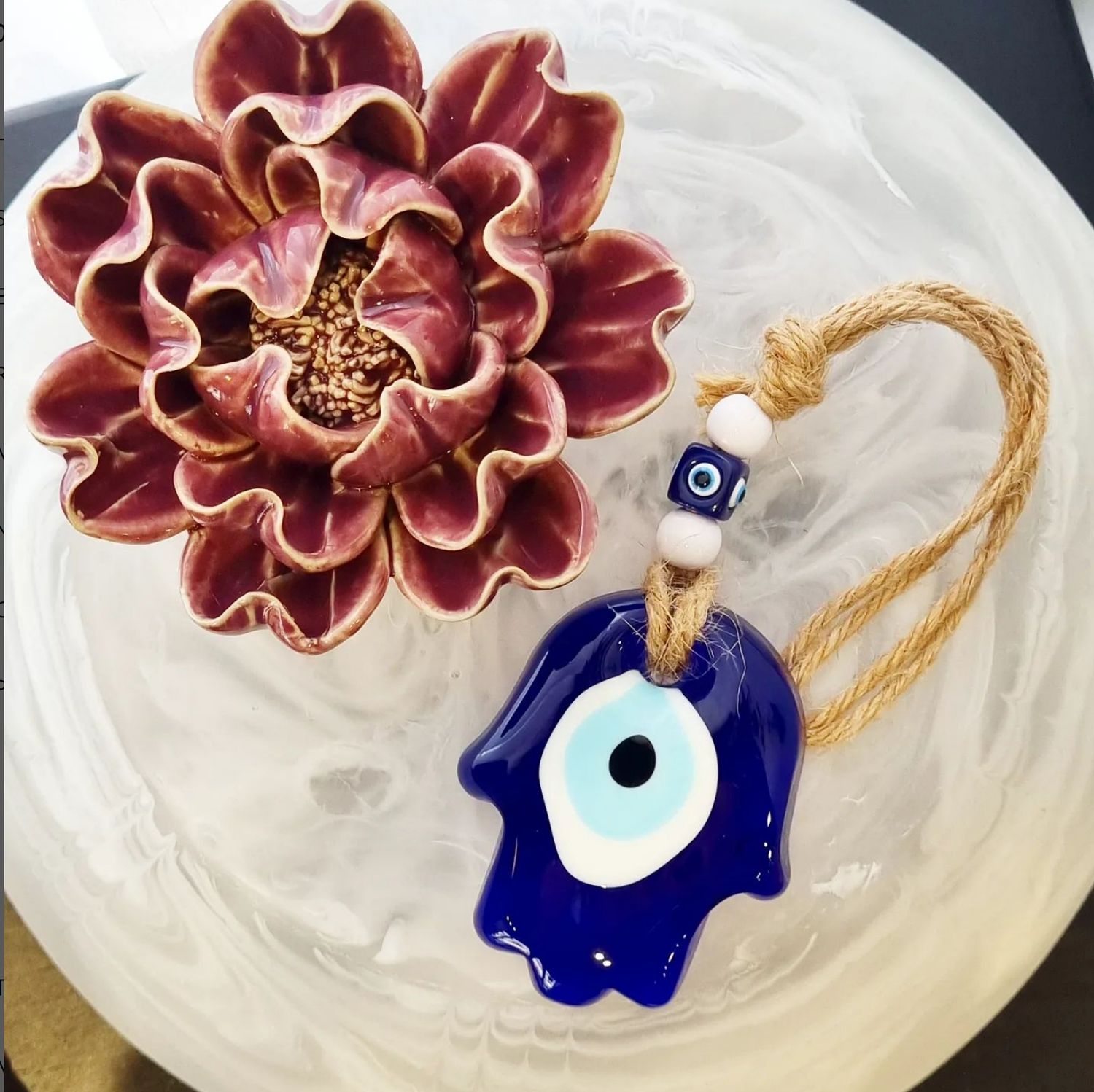 Hamsa Hand Evil Eye Wall Hanging with Eye Bead