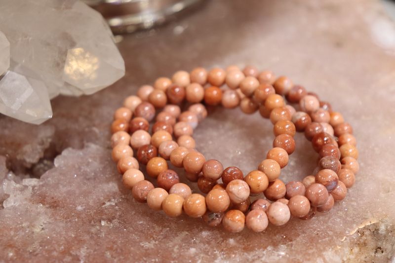 Natural Pink Agate Dark Bracelet | 7mm