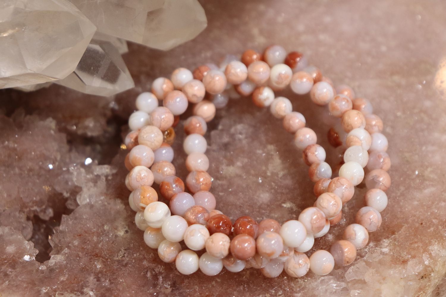 Natural Pink Agate Bracelet Light | 7mm