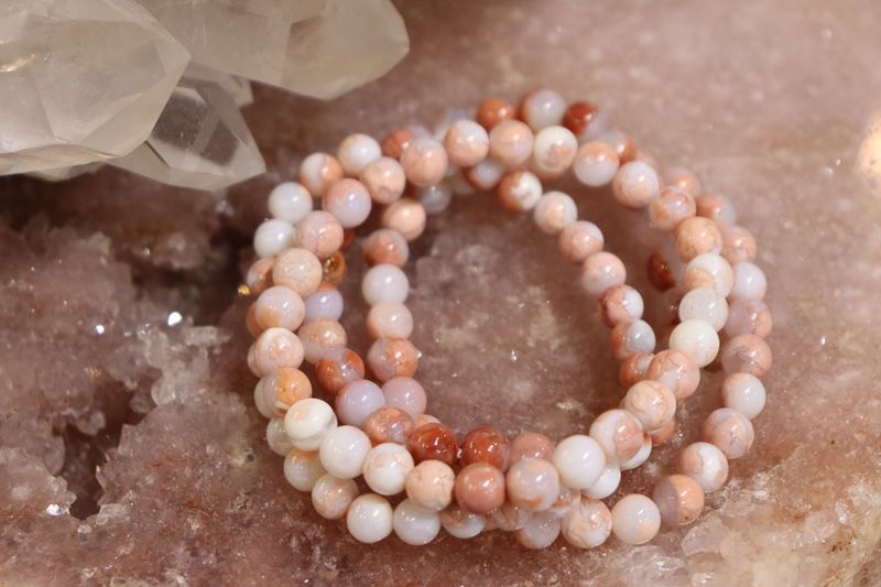 Natural Pink Agate Bracelet Light | 7mm