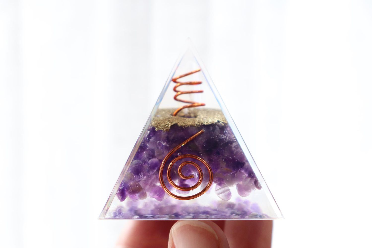 Orgonite Pyramid | Amethyst + Clear Quartz