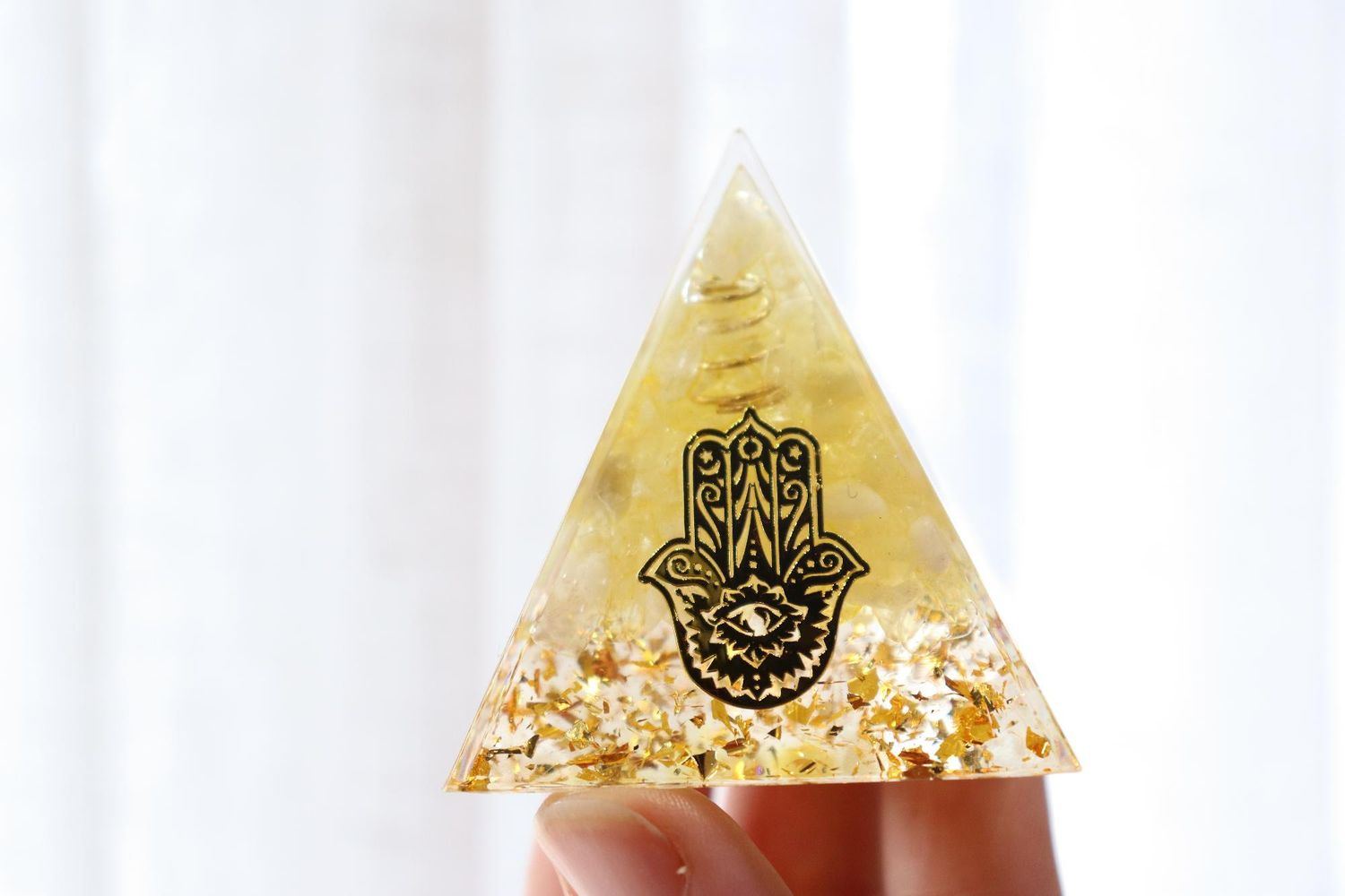 Orgonite Pyramid | Citrine + Clear Quartz