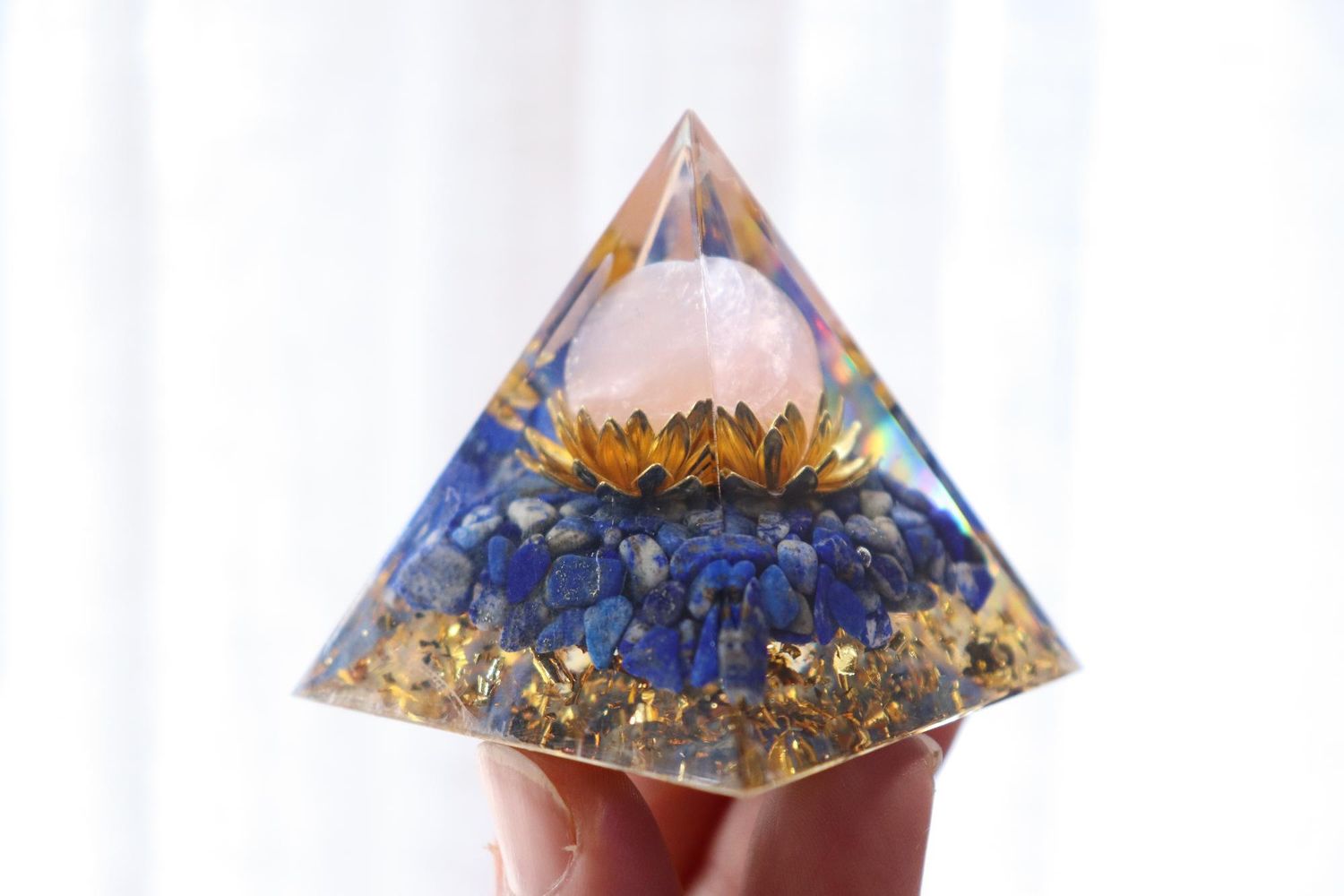 Orgonite Pyramid | Lapis Lazuli + Rose Quartz