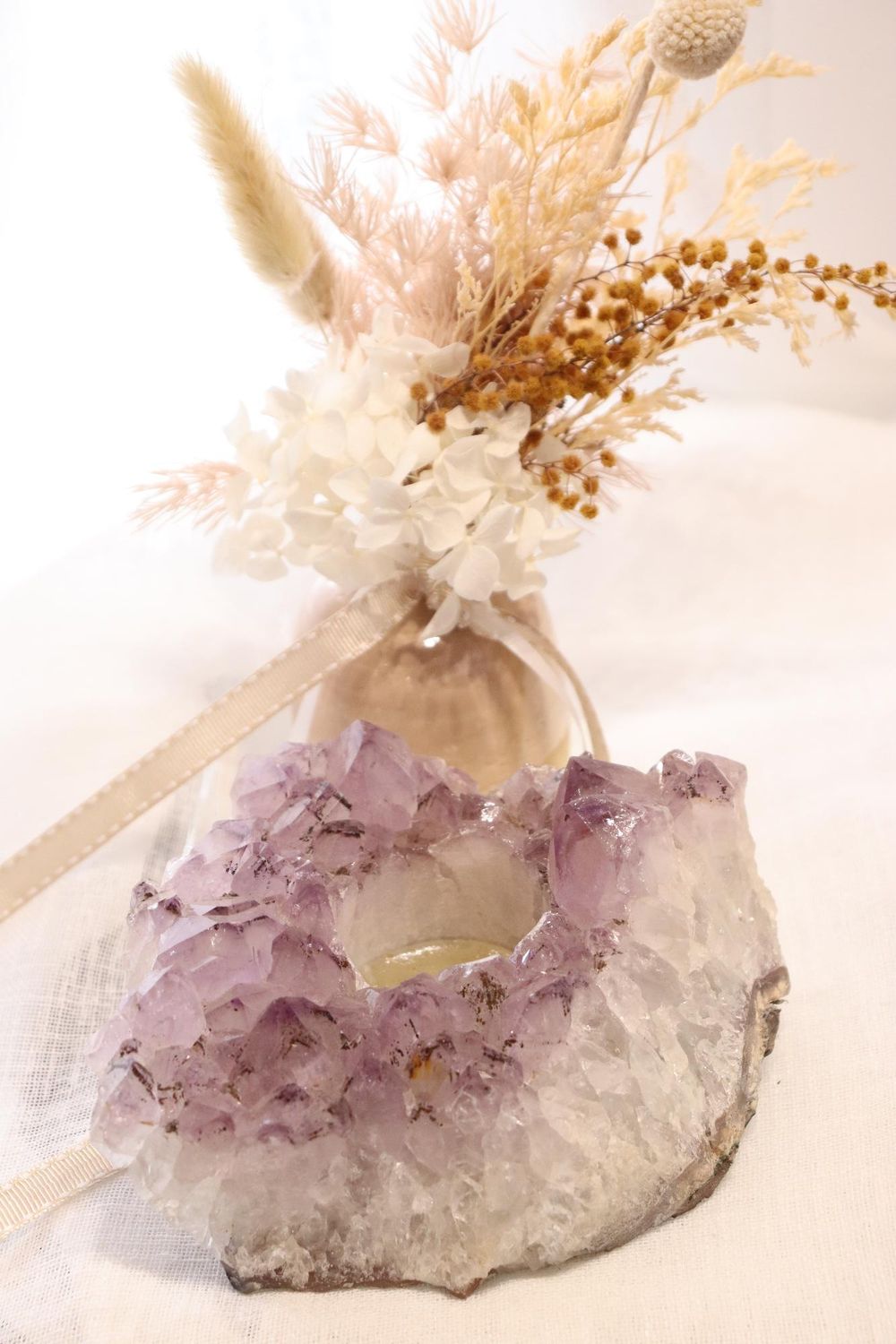 Amethyst Candle Holder Raw