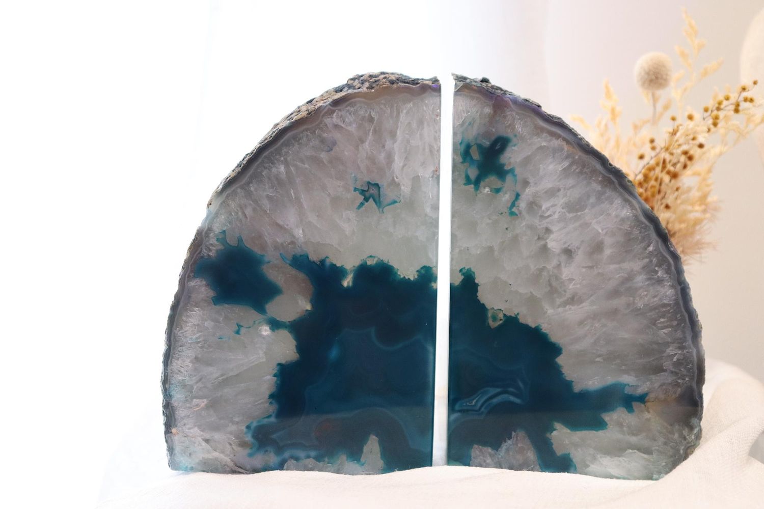 Teal Agate Bookend Set Large