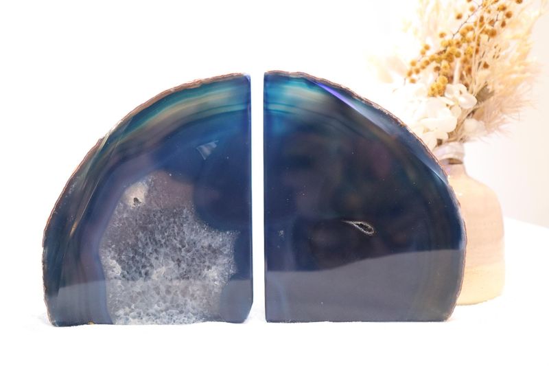 Blue Agate Bookend Set Medium