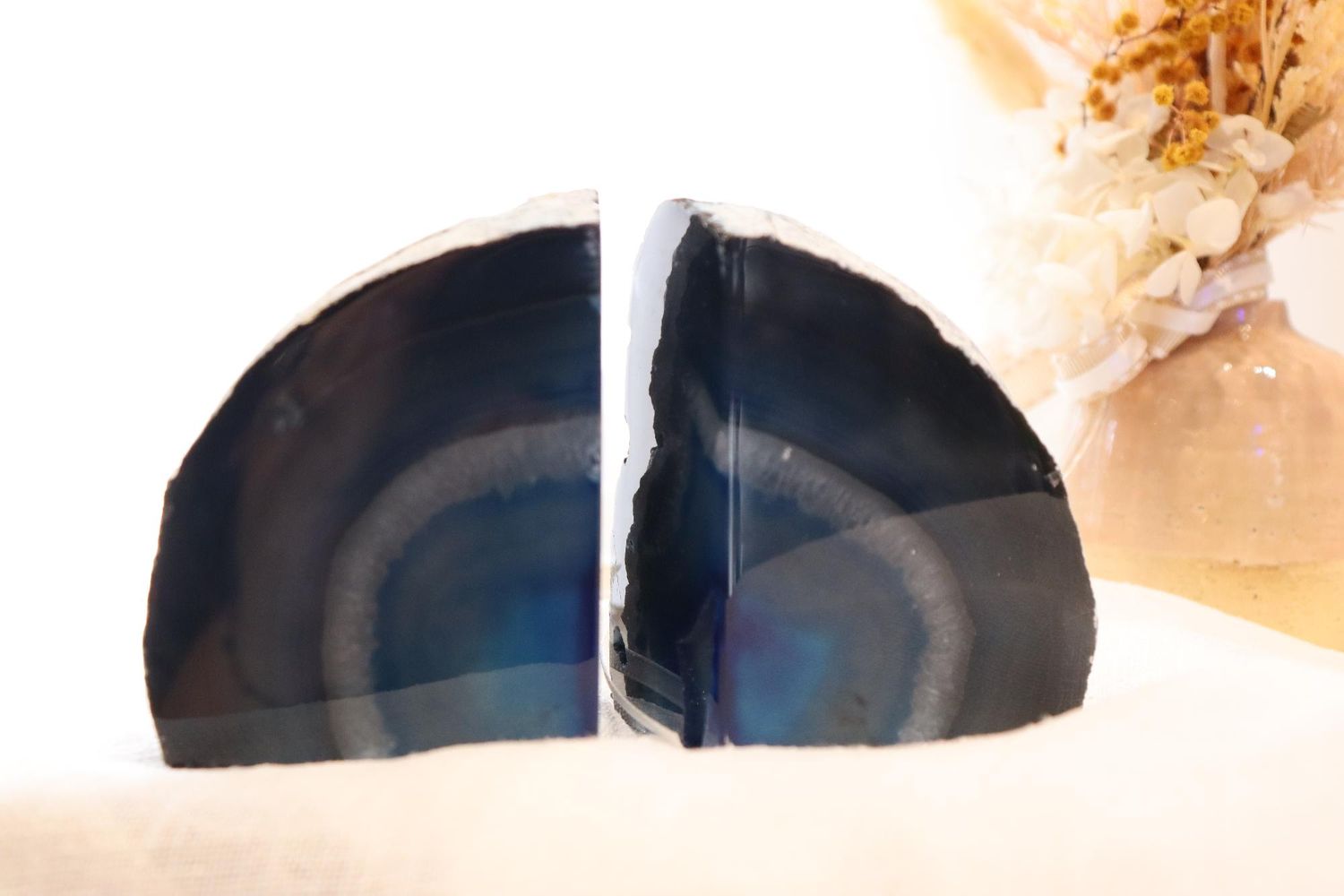 Blue Agate Bookend Set