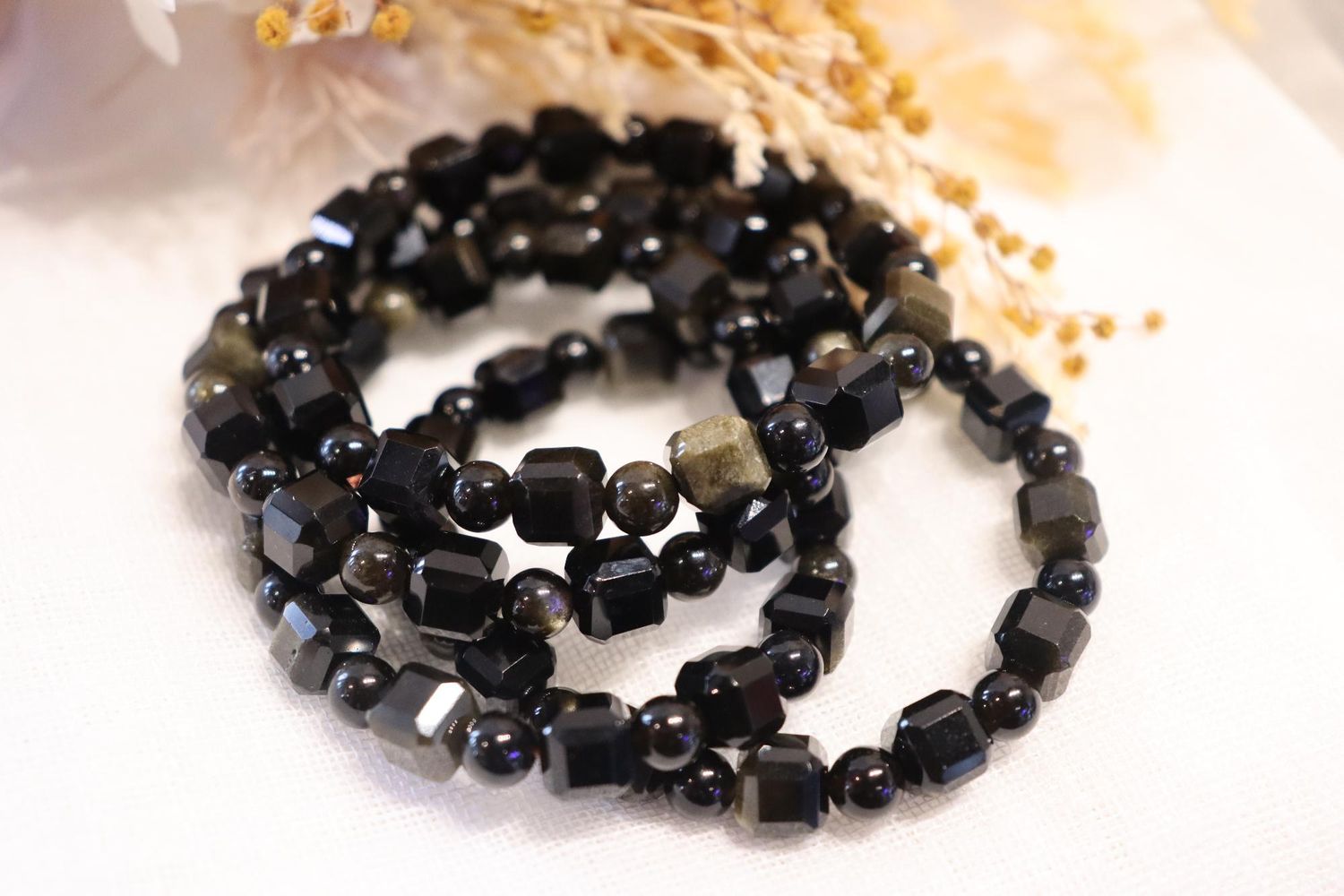 Golden Obsidian Faceted Bracelet | Round 5mm, Square 8mm