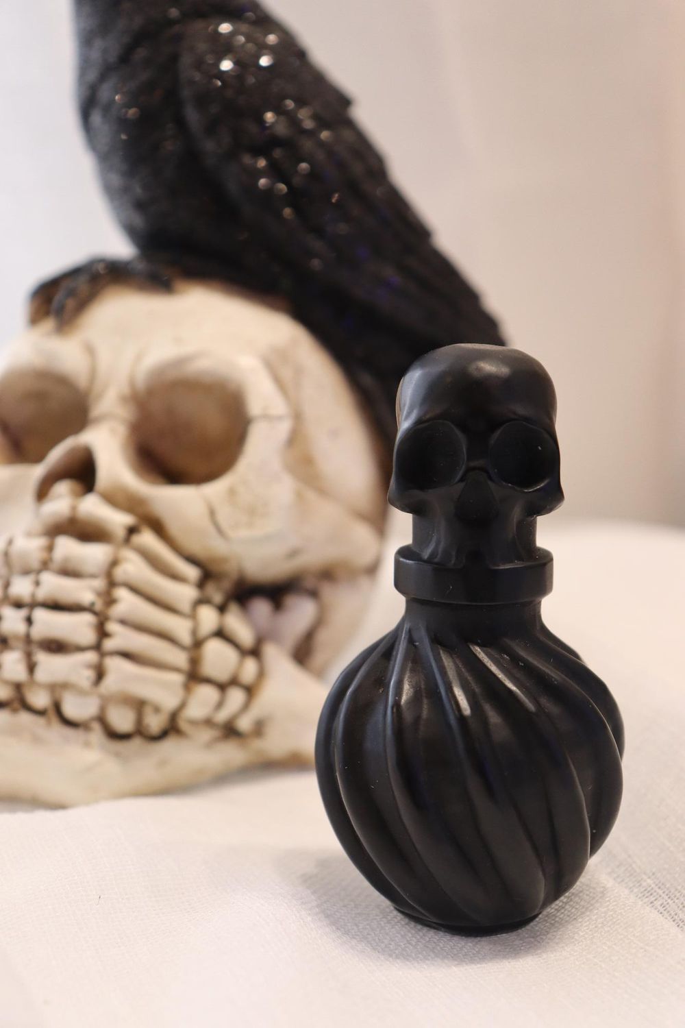 Black Obsidian Skull Potion Bottle