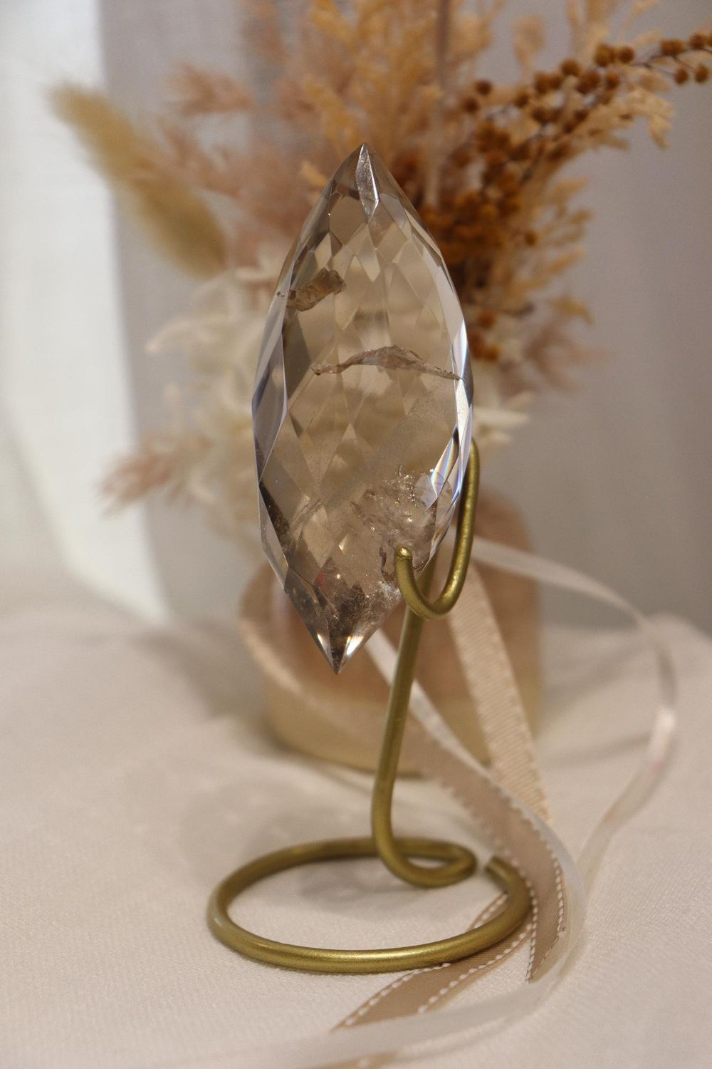 Smokey Quartz Faceted DT On Stand