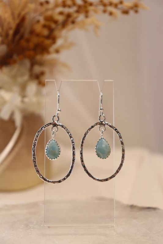 Larimar Earrings | Dangle Oval