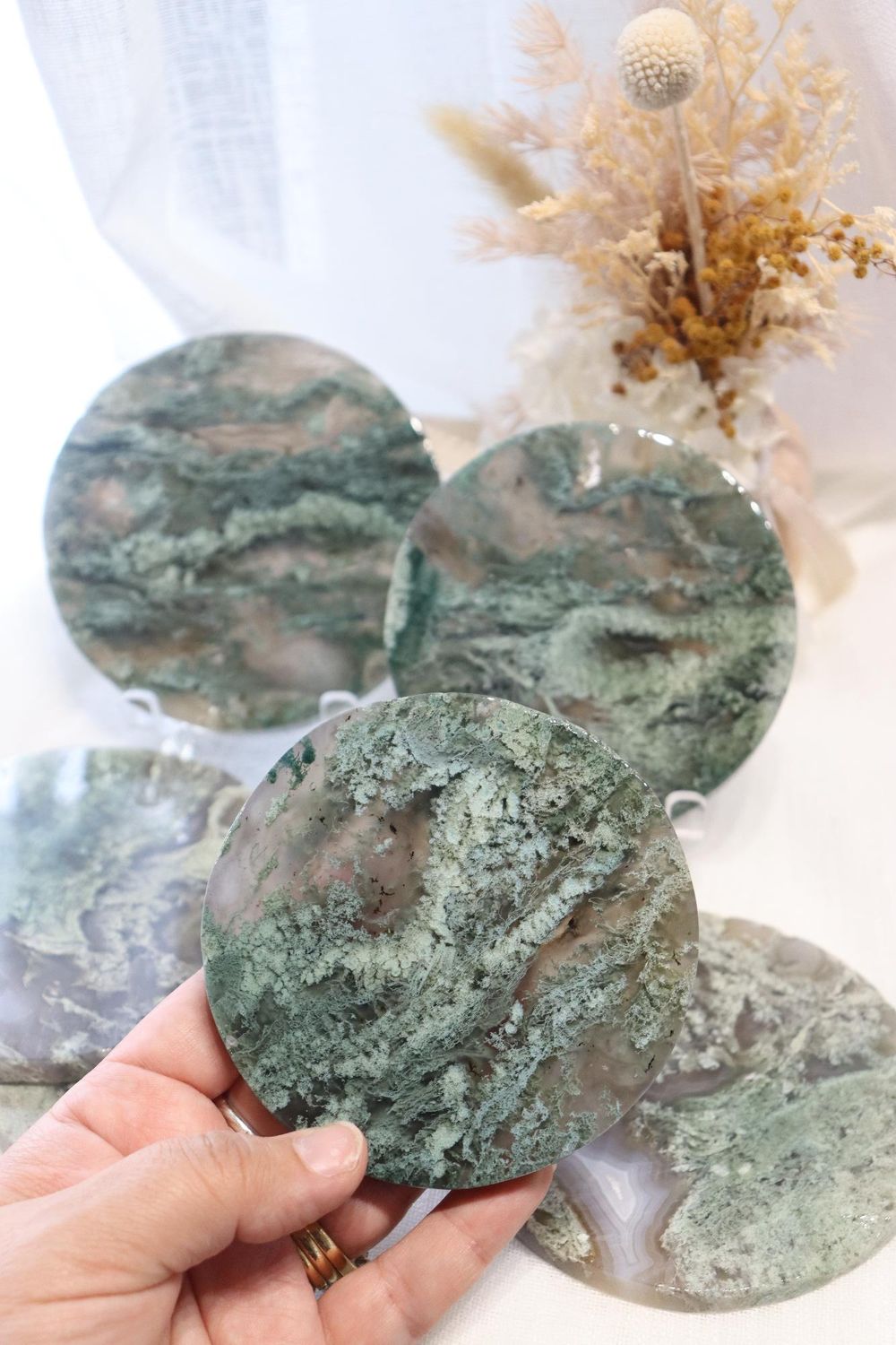 Moss Agate Round Slab