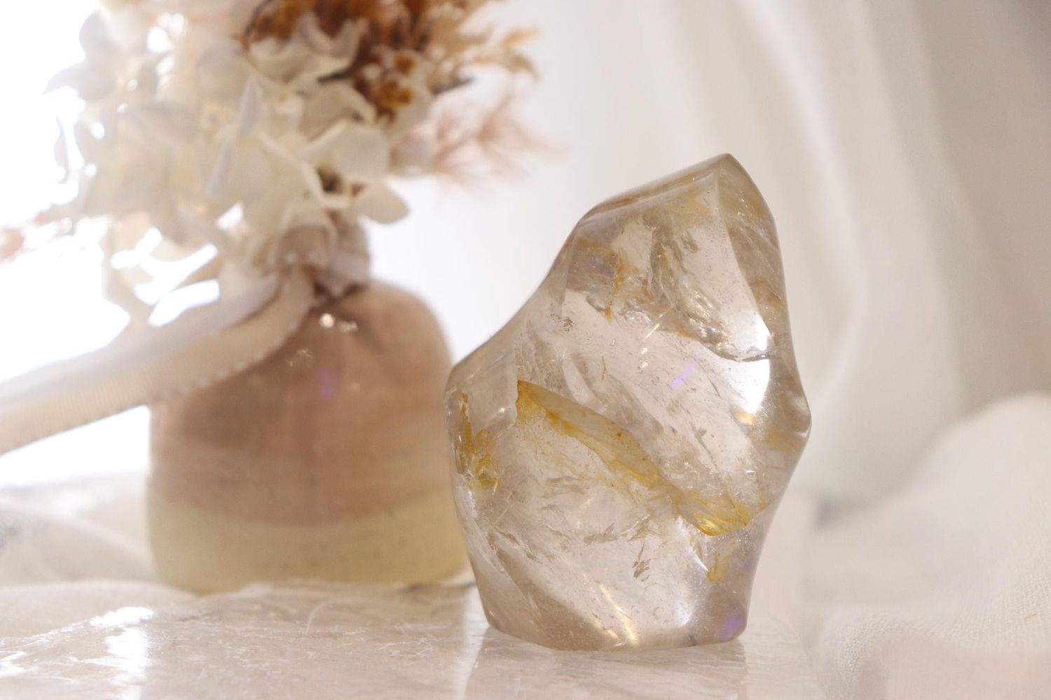 Clear Quartz + Golden Healer Flame